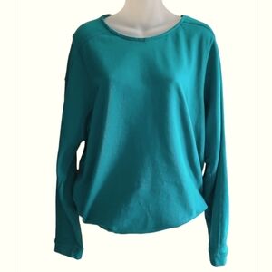 Prana 100% Organic Cotton Crewnwck Cinch Waist Longsleeve Green